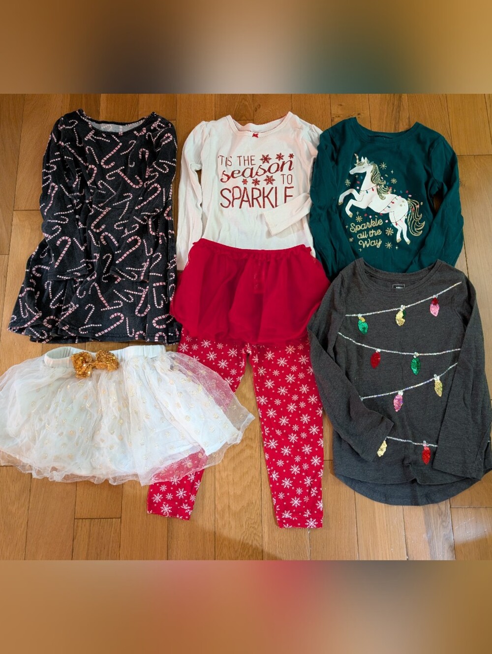 Girls 4T Christmas Clothing Bundle Dress Pajamas Shirts